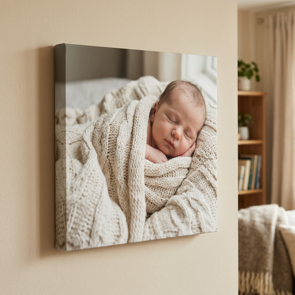 Close-up of a newborn baby canvas print